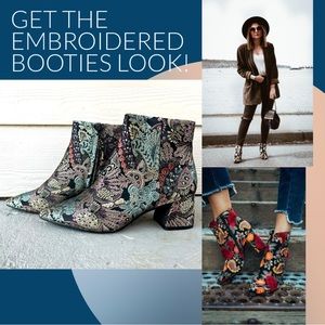 Alex Marie Tionna Block Heel Booties brocade, size 7.5